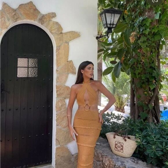 ZARA BUCKLED METALLIC THREAD KNIT DRESS GOLD - Picture 12 of 16